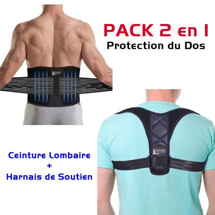 Ceinture Lombaire Pack 2 en 1 Harnais de soutien Dos