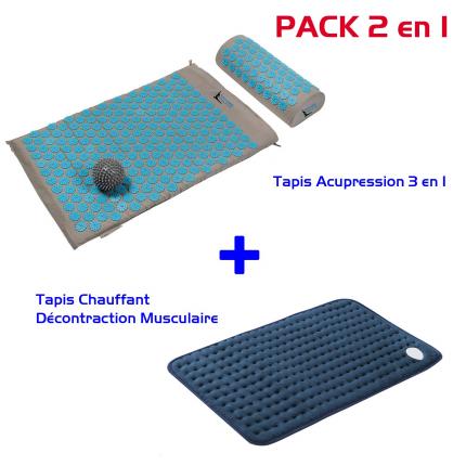 PACK 2en1 TAPIS ACUPRESSION CAUSSIN CHAUFFANT