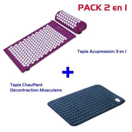 Tapis chauffant décontraction musculaire dos et cervicales PACK 2en1